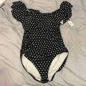 Lauren by Ralph Lauren Polka Dot One Piece Swimsuits